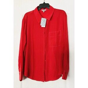 Floral & Ivy Women's Long Sleeve Pocket Shirt Size L, Red NWT